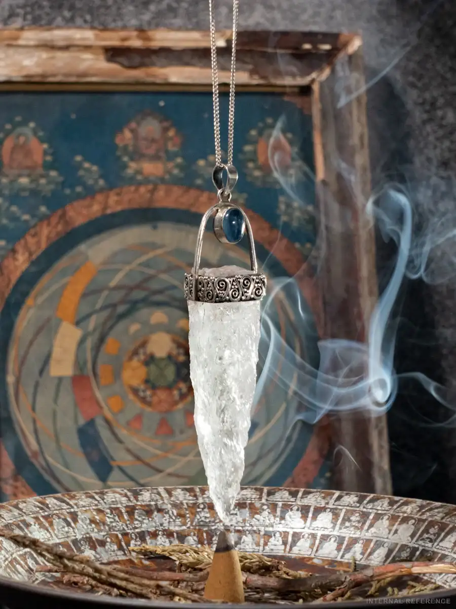 Clear Quartz, Aquamarine & Sterling Silver Pendant