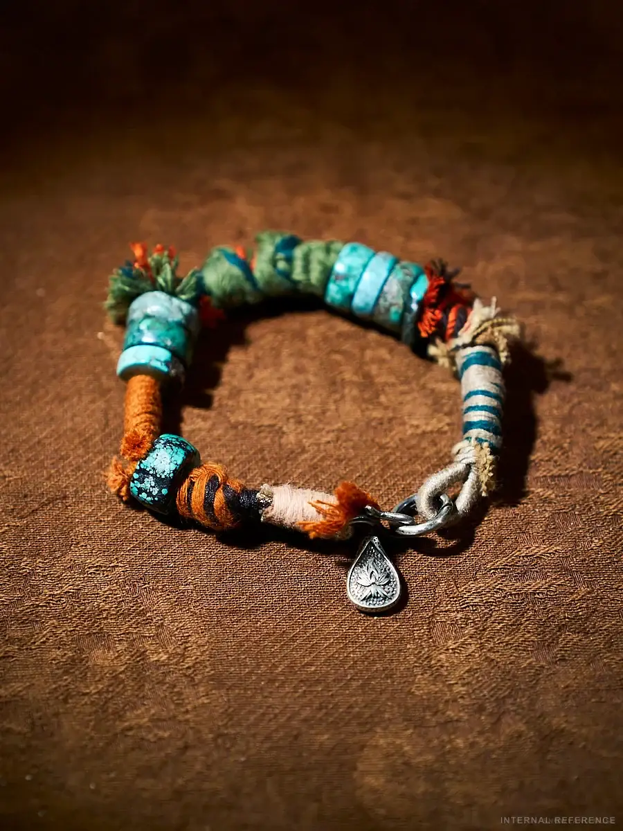Turquoise & Sterling Silver Handwoven Bracelet · Form 007
