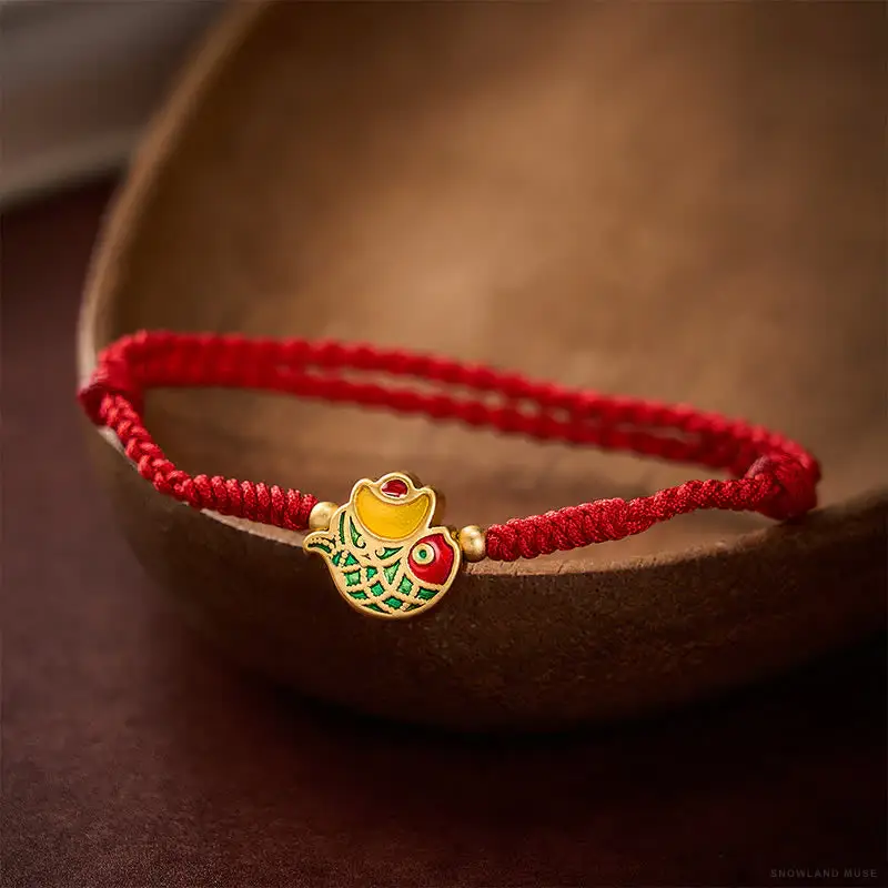 Red Copper Buddha Handwoven Bracelet, 15–21 cm