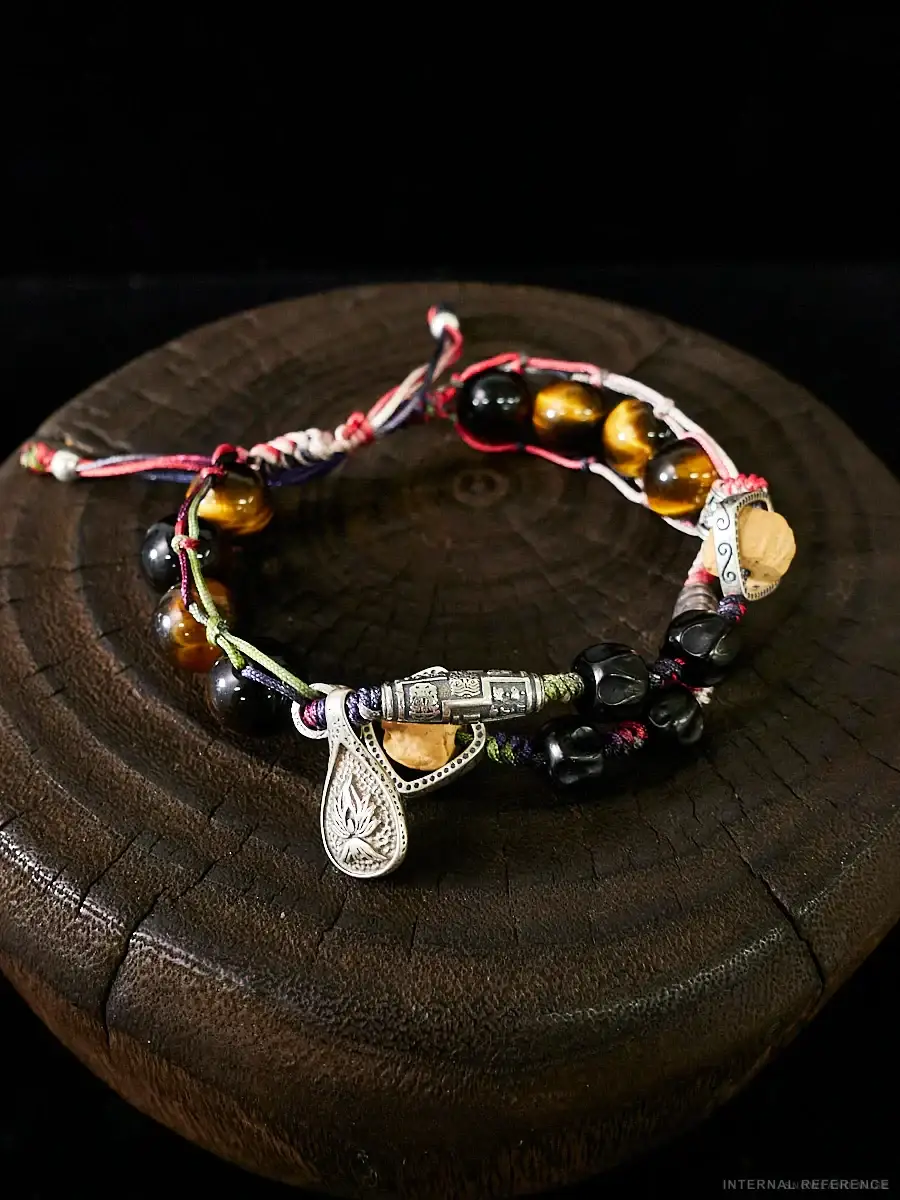 Tiger Eye & Textile Cord Bracelet
