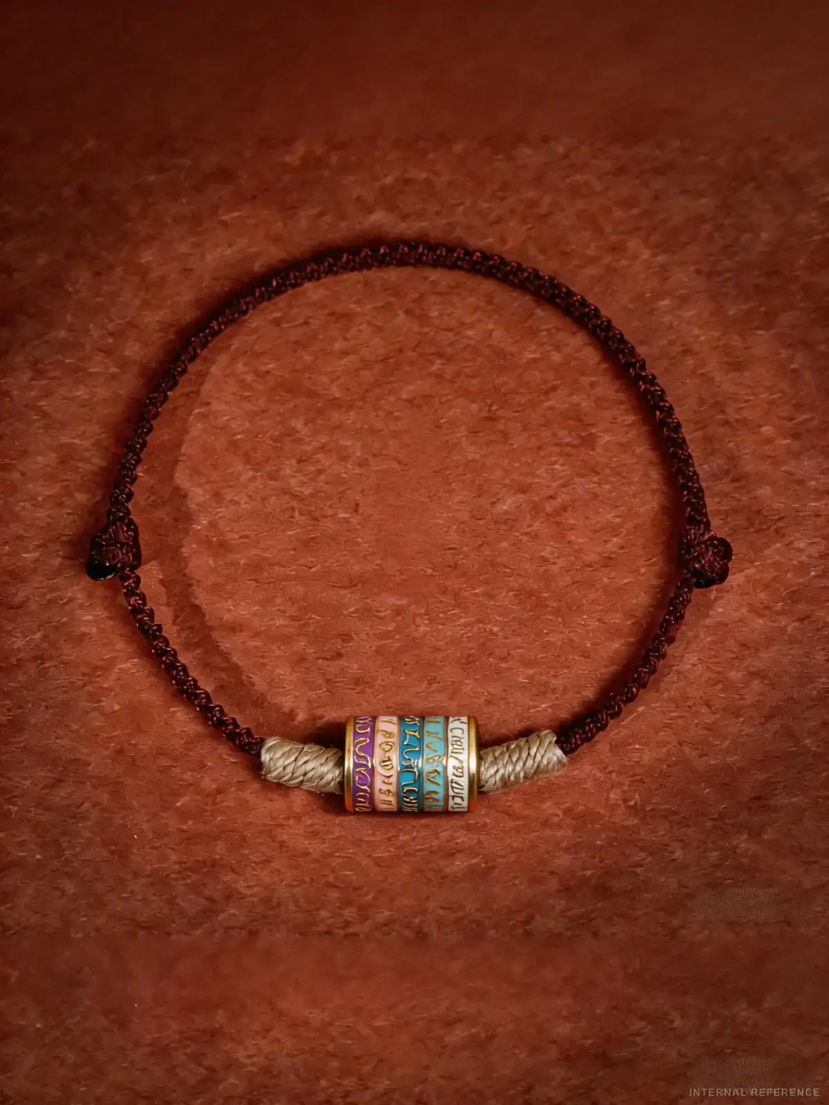Sterling Silver & Textile Cord Mantra inscription Bracelet