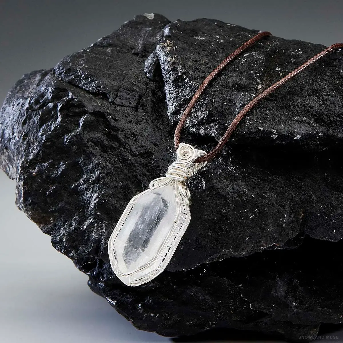 Clear Quartz & Sterling Silver Necklace, Ref 4E62