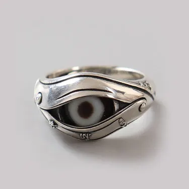 Dzi Agate & 925 Silver Ring · view 1