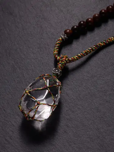Clear Quartz, Lapis & Sterling Silver Pendant