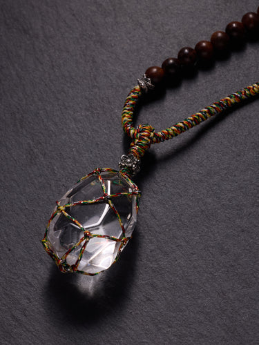 Clear Quartz, Lapis & Sterling Silver Pendant