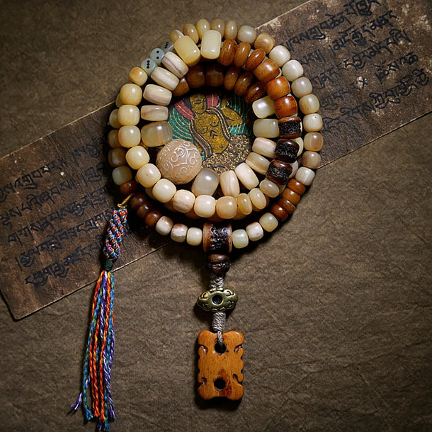 Mixed-material bead strand in the Tsering Treasures edit