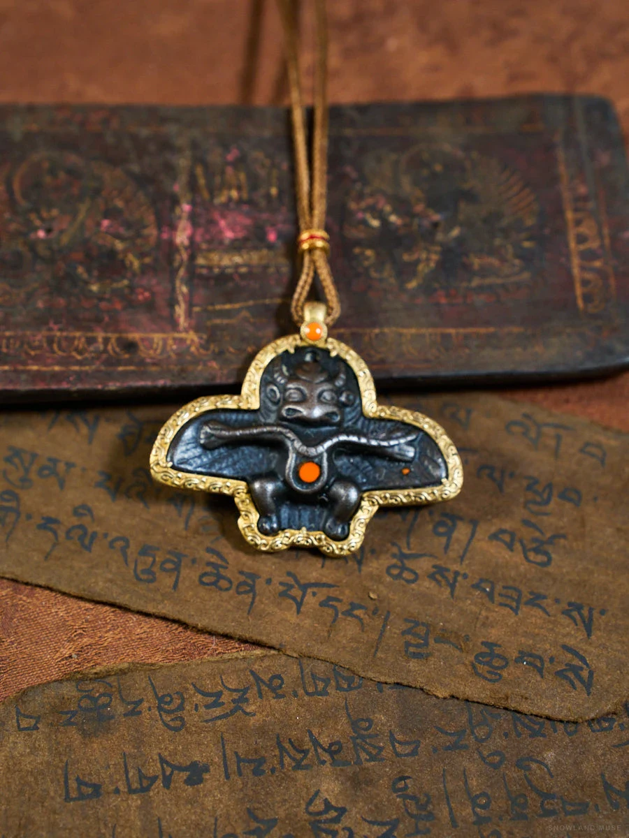 Agate, Brass & Thokcha Garuda Necklace