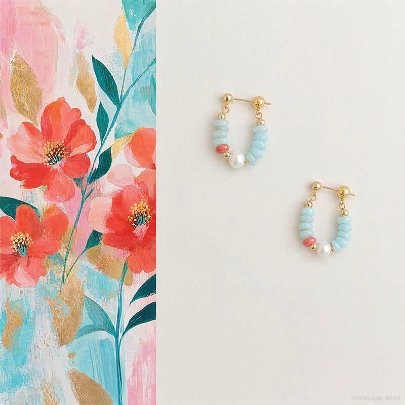 Pearl & Copper Buddha Earrings · view 1