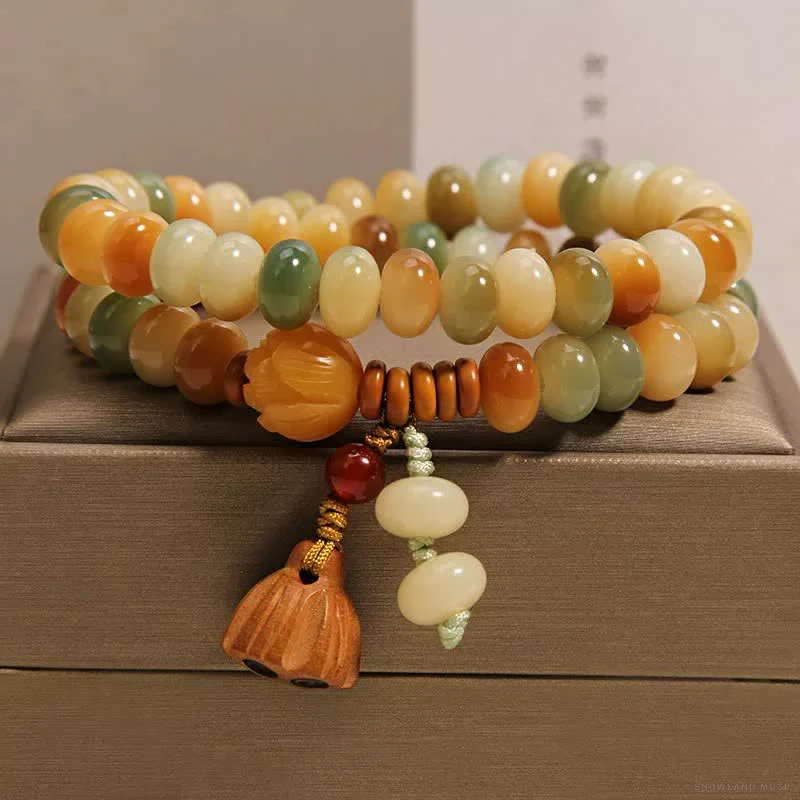 White Bodhi Seed Lotus Bracelet · view 1