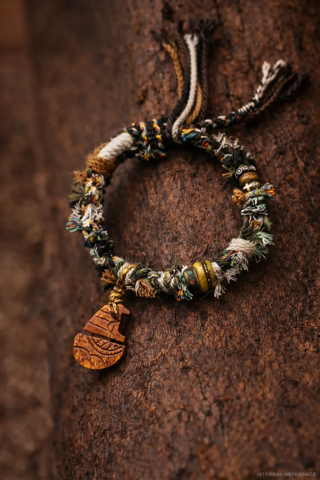 Yak Bone & Textile Cord Bracelet