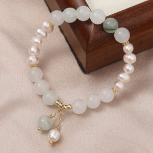 Luck and Happiness Tianshan Jade Pearl Bracelet