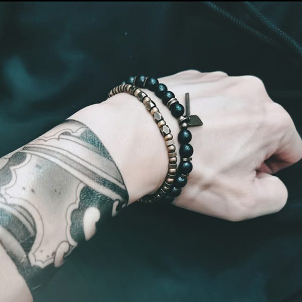 Snowland Muse Retro Distressed Irregular Design Copper Brass Luck Bracelet - Image 8