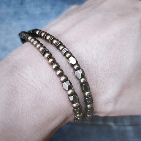 Snowland Muse Retro Distressed Irregular Design Copper Brass Luck Bracelet - Image 10