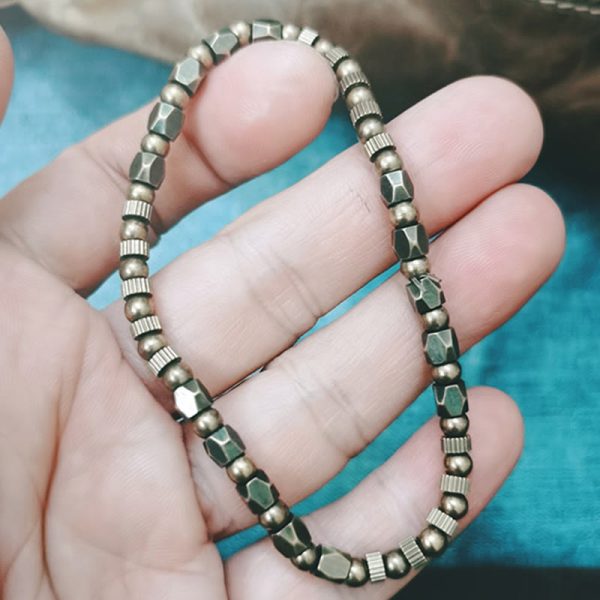 Snowland Muse Retro Distressed Irregular Design Copper Brass Luck Bracelet - Image 2
