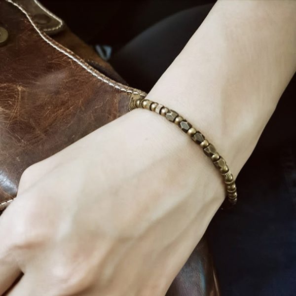 Snowland Muse Retro Distressed Irregular Design Copper Brass Luck Bracelet - Image 3