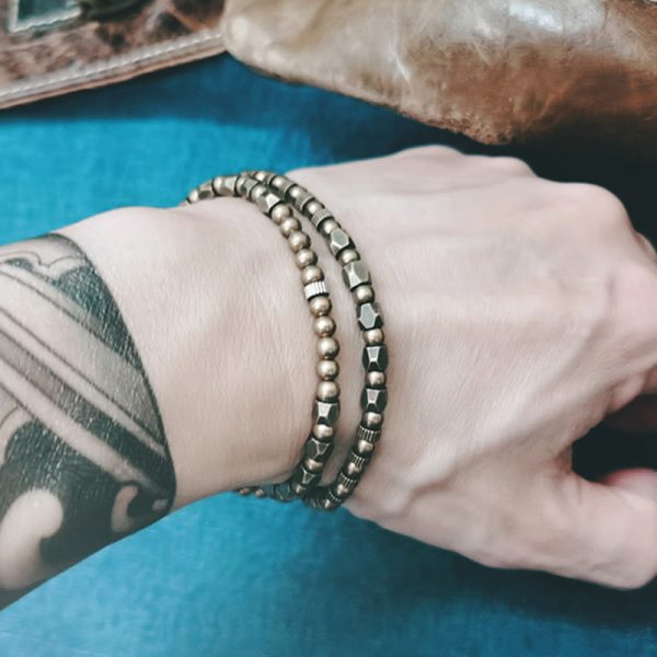 Snowland Muse Retro Distressed Irregular Design Copper Brass Luck Bracelet - Image 5