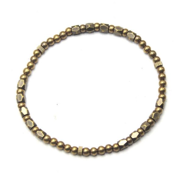 Snowland Muse Vintage Distressed Simple Design Copper Brass Beads Wealth Bracelet - Image 11