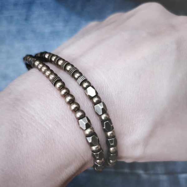 Snowland Muse Vintage Distressed Simple Design Copper Brass Beads Wealth Bracelet - Image 5
