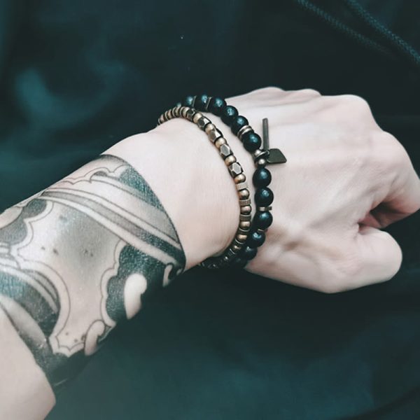 Snowland Muse Vintage Distressed Simple Design Copper Brass Beads Wealth Bracelet - Image 7