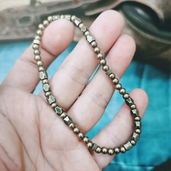 Snowland Muse Vintage Distressed Simple Design Copper Brass Beads Wealth Bracelet - Image 2