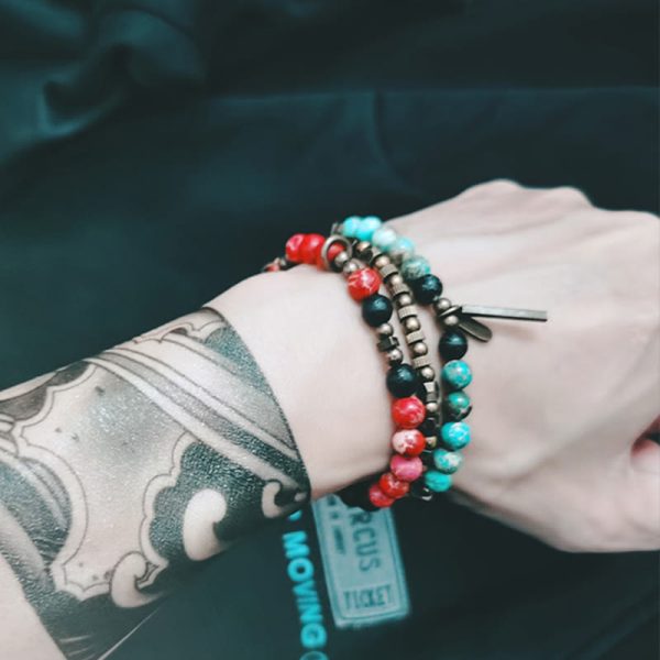Snowland Muse Vintage Distressed Simple Design Copper Brass Beads Wealth Bracelet - Image 9