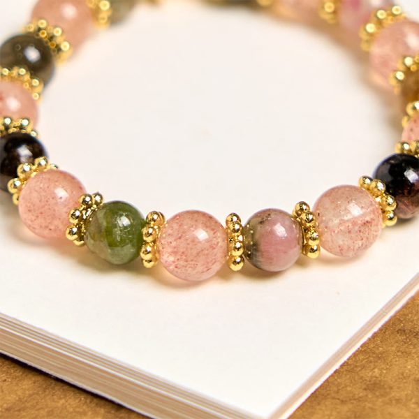 Snowland Muse Natural Strawberry Quartz Crystal Beads Positive Key Chain Phone Hanging Decoration - Image 3