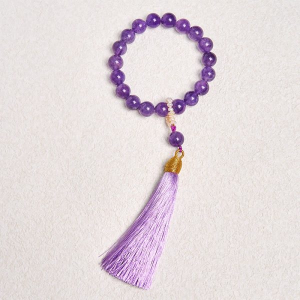 Snowland Muse Natural Amethyst Beads Meditation Tassels Bracelet