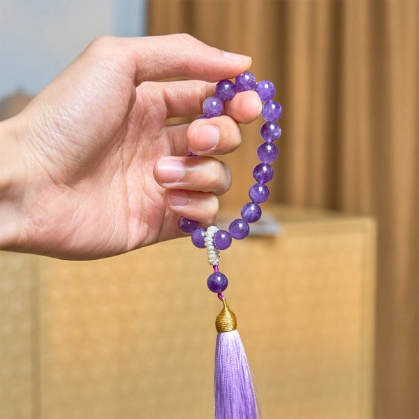 Snowland Muse Natural Amethyst Beads Meditation Tassels Bracelet - Image 7