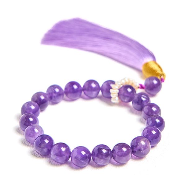 Snowland Muse Natural Amethyst Beads Meditation Tassels Bracelet - Image 6