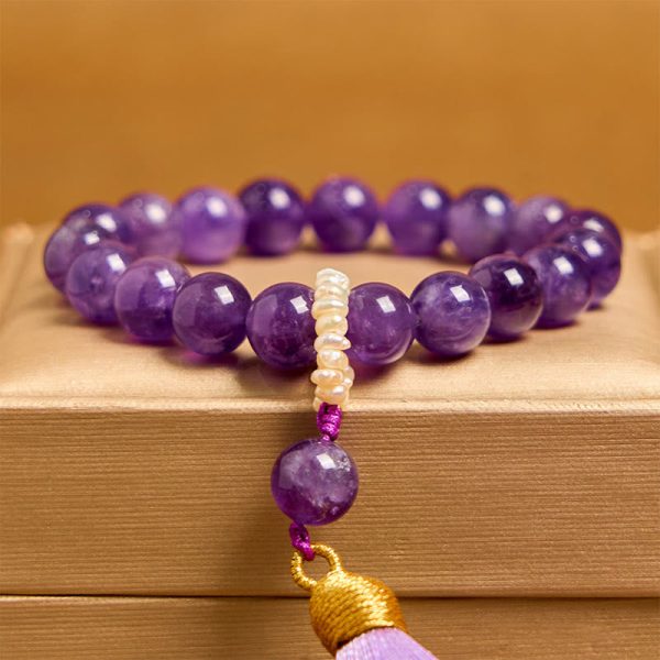 Snowland Muse Natural Amethyst Beads Meditation Tassels Bracelet - Image 3