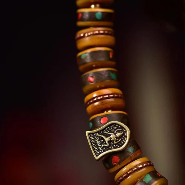 Snowland Muse Tibetan Camel Bone Dice Tassel Protection Bracelet - Image 4