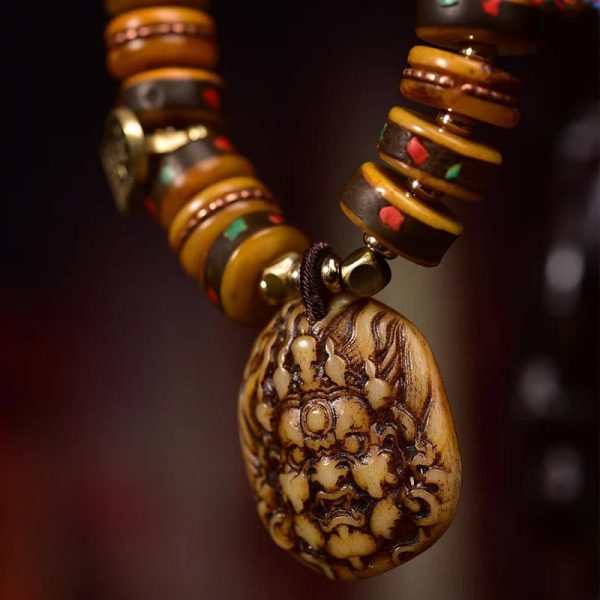 Snowland Muse Tibetan Camel Bone Dice Tassel Protection Bracelet - Image 5