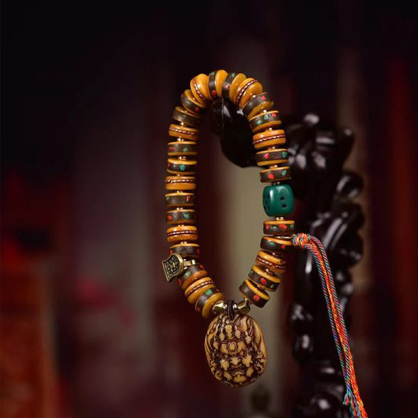 Snowland Muse Tibetan Camel Bone Dice Tassel Protection Bracelet - Image 3