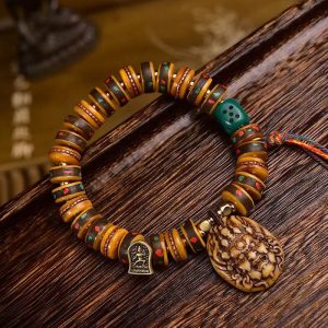 Snowland Muse Tibetan Camel Bone Dice Tassel Protection Bracelet