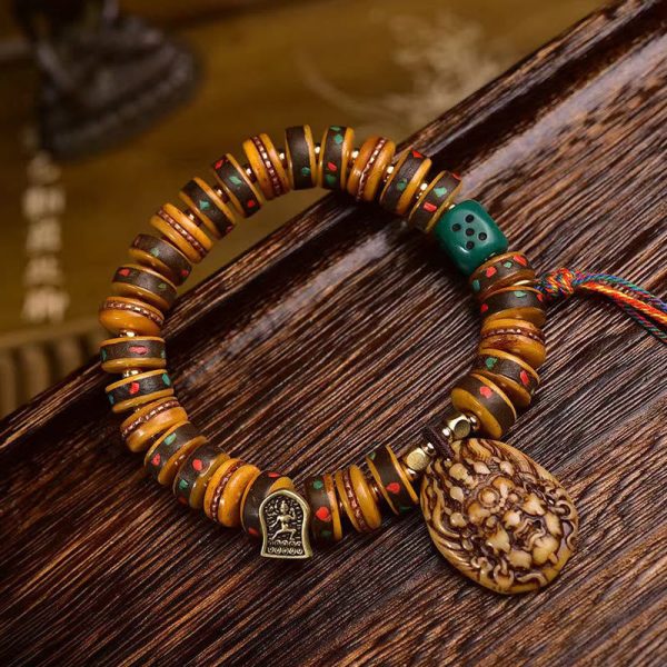 Snowland Muse Tibetan Camel Bone Dice Tassel Protection Bracelet