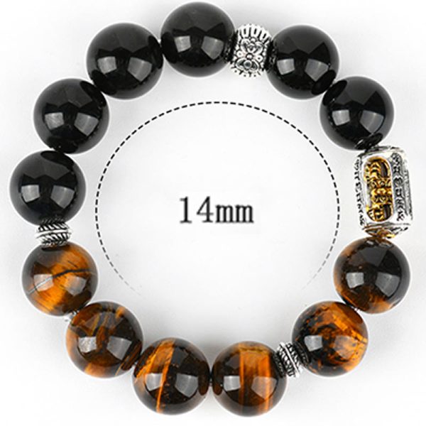 Snowland Muse Natural Silver Sheen Obsidian Tiger Eye Vajra Protection Bracelet - Image 8